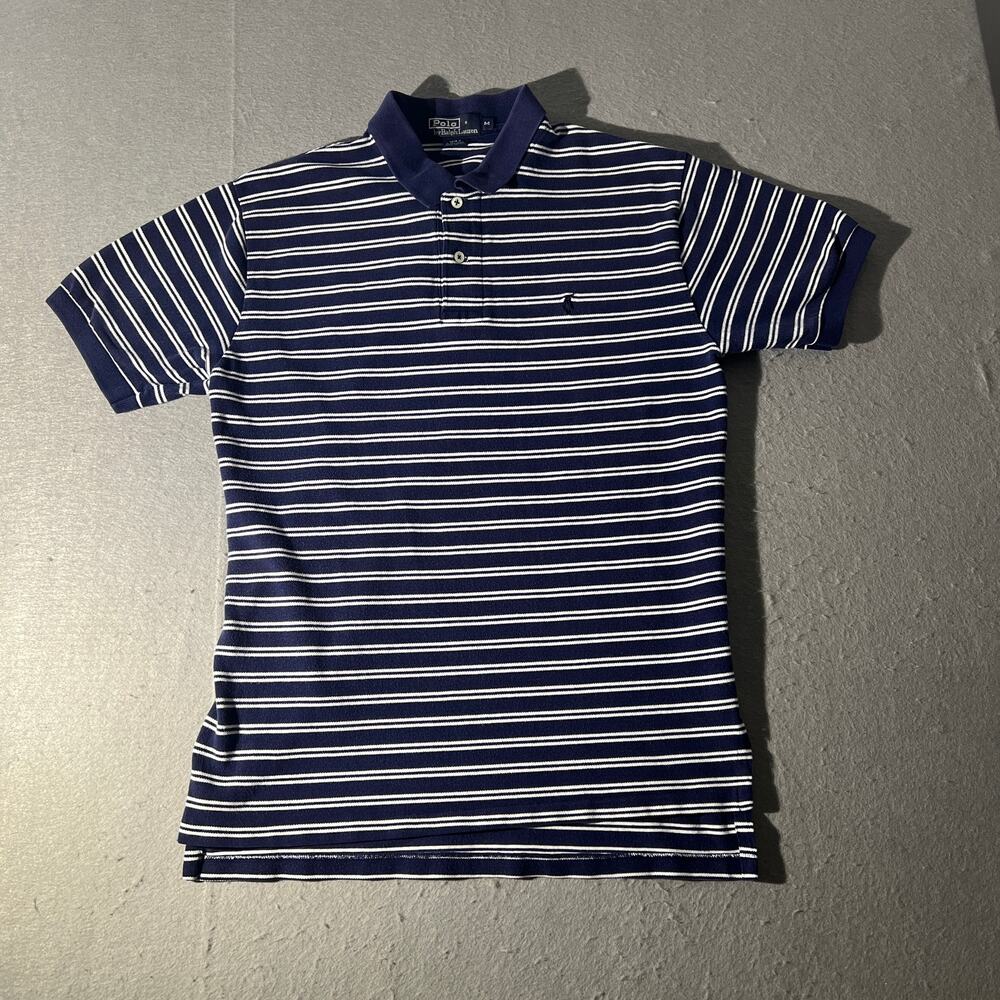Polo Ralph Lauren Mens Striped Polo Shirt Navy White M